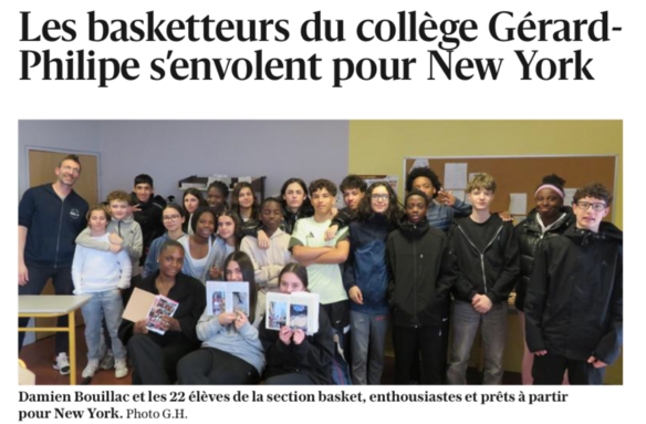 Les élèves de la section basket avant le départ pour New York
