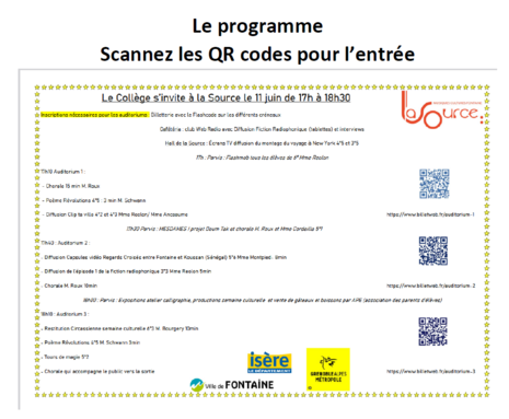 Scannez les QR codes pour l'entrée
