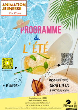 Programme de l'été à Fontaine pour les jeunes de 13 à 17 ans !